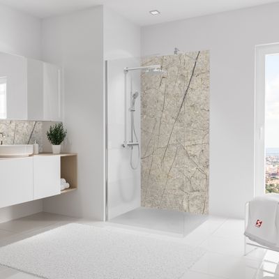 Panneau mural de douche 100x210 cm pierre greige veiné DécoDesign Softtouch - SCHULTE