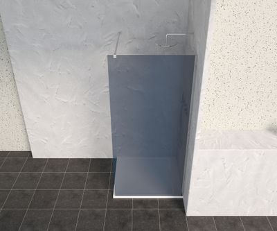 Paroi de douche à l'italienne 90x200 cm profilé chrome verre fumé 8 mm Signature - OCEA