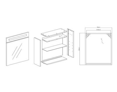 Armoire de toilette lumineuse LED 60 x 50 cm Giulia MP GLASS