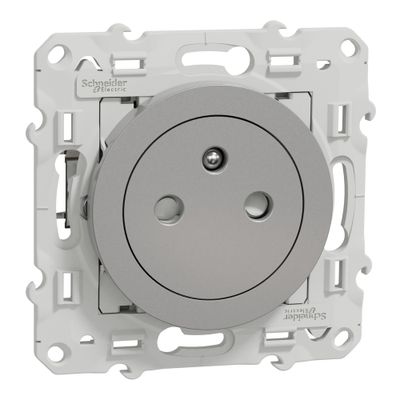 Prise affleurante 2 pôles + terre aluminium - Odace 2011 SCHNEIDER ELECTRIC