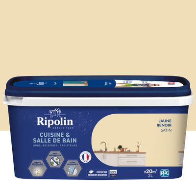 Peinture Cuisine & Bain Jaune Renoir satin 2 L - RIPOLIN