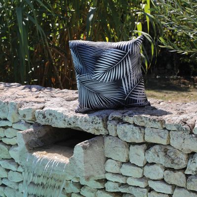 coussins 45x45 cm motif palmier noir PROLOISIRS