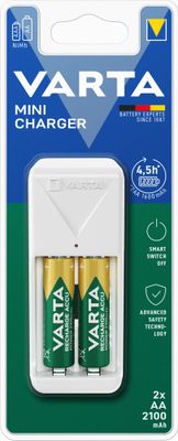Mini chargeur de piles + 2 piles AA 2100 mAh VARTA