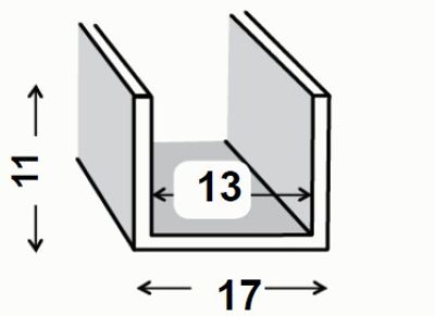Profilé C aluminium Anodisé 17 x 11 x 13 x 2 mm 2 m (N) CQFD