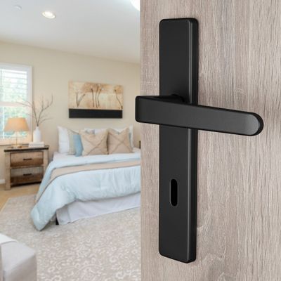 Poignées de porte double entraxe Celio noir mat à clé ALPERTEC