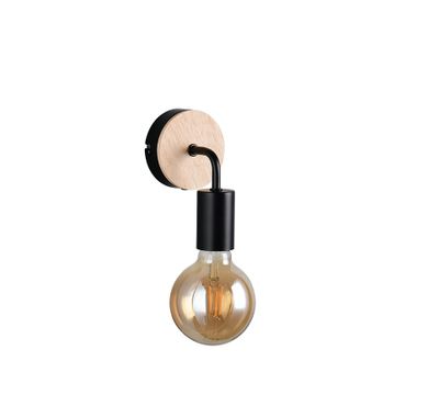 Applique E27 Merida noir et bois 10W - REALITY