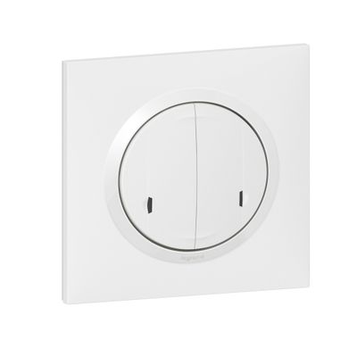 Double interrupteur connecté avec neutre + plaque Blanc - Dooxie with Netatmo