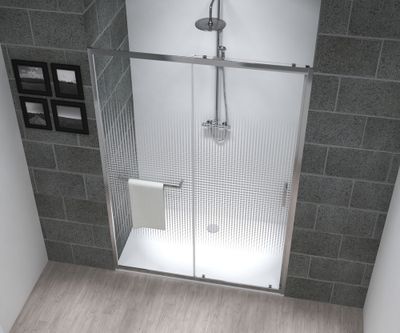 Porte de douche coulissante 140x195 cm profilé chrome verre sérigraphié 6 mm Serenity - OCEA