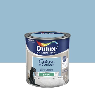 Peinture crème de couleur Bleu Céleste Satin 0,5 L - DULUX VALENTINE