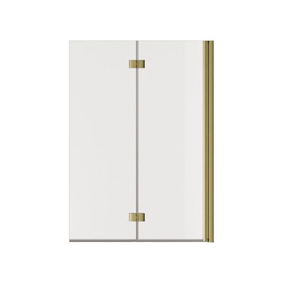 Pare-baignoire 2 volets rabattables 140x100 cm profilé or verre transparent - SCHULTE