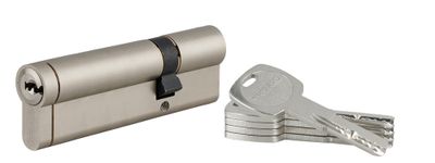 Cylindre de serrure double entrée débrayable 30 x 70 mm Transit 1 haute sécurité nickelé 5 clés longues THIRARD