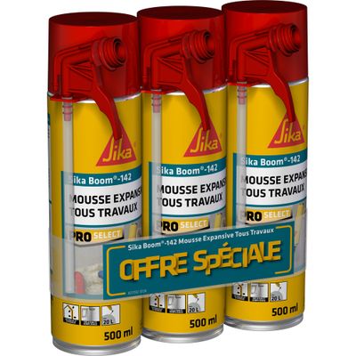 Mousse polyuréthane expansive Sika Boom tous travaux 500 ml  par 3 - SIKA