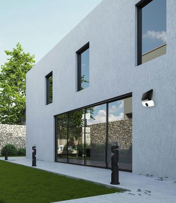 Projecteur extérieur solaire LED  détecteur de mouvements noir IP65 1400 lumens blanc neutre - TIBELEC