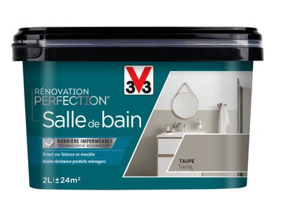 Peinture de rénovation pour salle de bain taupe finition satinée 2L - V33