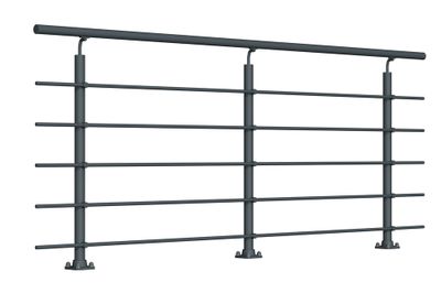 Garde-corps New Rondo - Aluminium thermolaqué RAL 7016 - L 2,50 m - Pose à plat - SOGEM