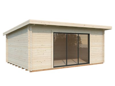 Studio de jardin en bois Lea avec baie coulissante simple vitrage - 26,1 m² hors-tout - Livraison à domicile - PALMAKO