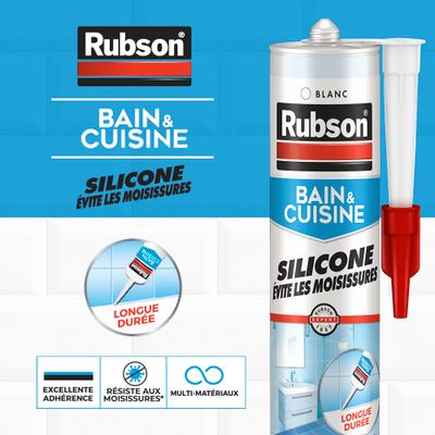 Mastic Silicone Bain & Cuisine Pure anti moisissures blanc 280 ml RUBSON