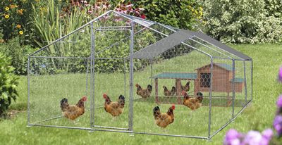 Enclos grillagé en acier pour poules 18 m² + bâche de toit polyester, Livraison à domicile incluse - HABRITA