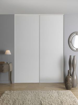 Rails haut et bas blancs en acier pour porte de placard coulissante 240 cm OPTIMUM