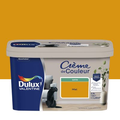 Peinture crème de couleur Miel Satin 2,5 L - DULUX VALENTINE