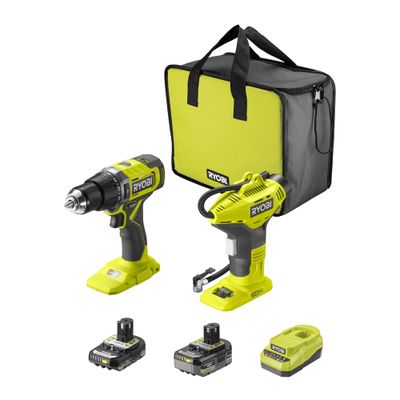 Perceuse à percussion + compresseur sans fil 18 V ONE+ RPD18-2C42SPI (2 batteries) - RYOBI