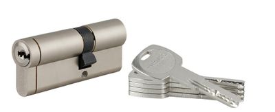Cylindre de serrure double entrée débrayable 30 x 50 mm Transit 1 haute sécurité nickelé 5 clés longues THIRARD