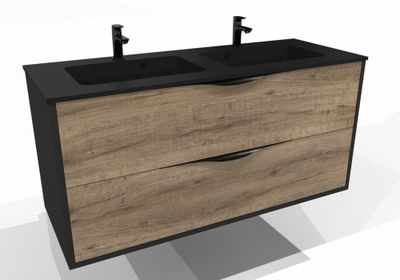 Meuble de salle de bains Frenchart 2 portes L120 x H56 x P47 cm panneau de particules noir et pitaya - CONCILIO