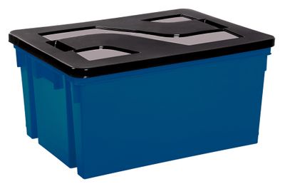 Bac plastique 50 litres bleu marine avec couvercle