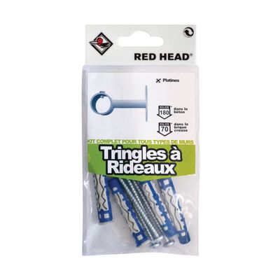 Kit de fixation tringles à rideaux RED HEAD