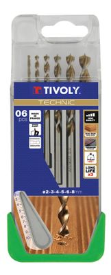 Mèches bois diamètre 2 à 8 mm par 6 TIVOLY