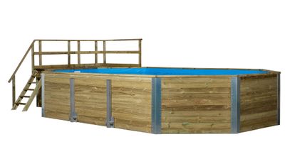 Piscine hors sol ovale bois massif 376 x 850 cm hauteur 116 cm, Livraison à domicile incluse - WEKA