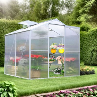 Serre de jardin en aluminium et en polycarbonate 1 fenêtre de toit 2,39 m², Livraison à domicile incluse - HABRITA