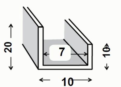 Cimaise aluminium brut 20 x 10 x 10 x 1,5 mm 2 m CQFD