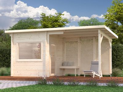 Sauna extérieur Palmako Sanna 5 places 4,1m² avec pergola - 14,4m² - PALMAKO