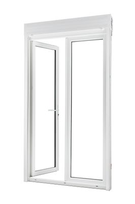 Porte-fenêtre 2 vantaux hauteur 215 x largeur 120 cm avec volet roulant intégré