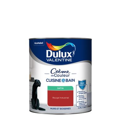 Peinture Crème de Couleur Cuisine et Bain Satin Rouge Industriel 0,75 L - DULUX VALENTINE