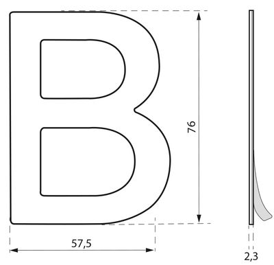 Lettre B adhésive hauteur 76 mm inox THIRARD