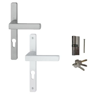 Poignée aluminium blanc et inox pour porte d'entrée CLOSY