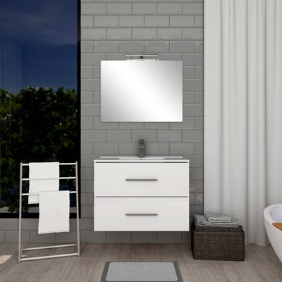 Meuble de salle de bains Volta 2 tiroirs L80 x H50 x P46 cm MDF blanc