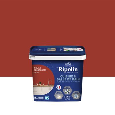 Peinture Cuisine & Bain Rouge Terracotta satin 0,75 L - RIPOLIN