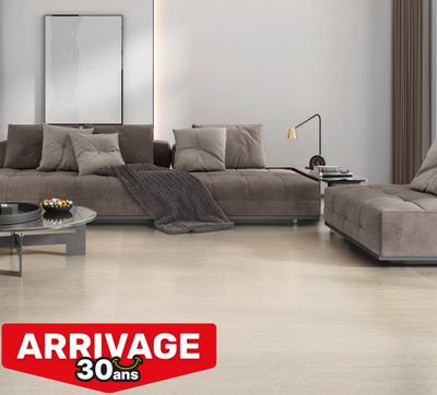 Carrelage de sol intérieur effet pierre avorio PILAT 60 x 60 cm paquet de 1,08 m² CERAM INDUSTRIE
