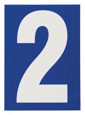 Plaque chiffre 2 adhésive 65 x 90 mm fond bleu THIRARD