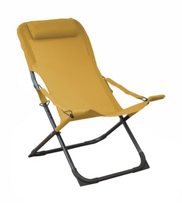 Transat de jardin pliant graphite/moutarde EASY - PROLOISIRS