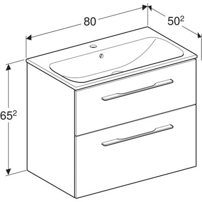 Meuble de salle de bains Selva 2 tiroirs L80 x H65 x P50 cm panneau de particules chêne - GEBERIT