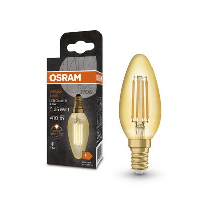 Ampoule LED ambrée E14 vintage 1906 flamme à filament 4 W = 410 lumens blanc chaud OSRAM
