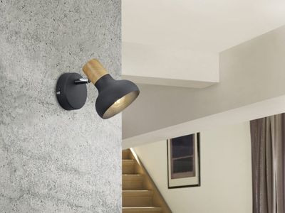 Spot E14 Latika noir et bois 10W - REALITY