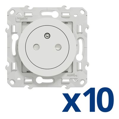Prises 2 pôles + terre Odace 2011 affleurante blanc par 10 - SCHNEIDER ELECTRIC