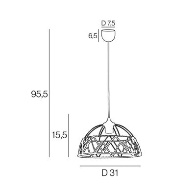 Suspension E27 100W Ø31 cm métal noir et tressage - Wokabi COREP