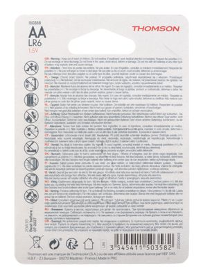 Piles alcalines LR06 (AA) par 8 - THOMSON