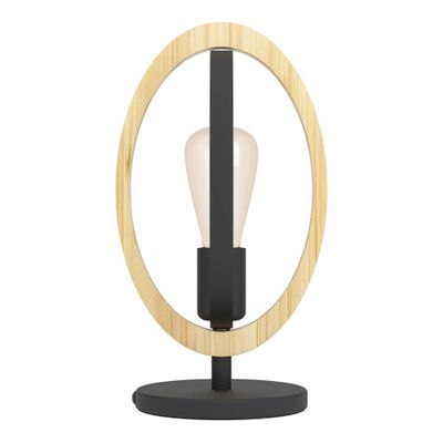 Lampe à poser E27 Basildon bois et noir 40W - EGLO